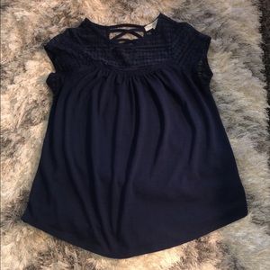 Navy Cap Sleeve Blouse
